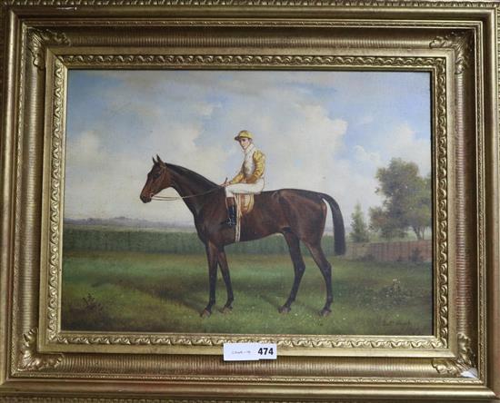 Scot Averly, oil on canvas, Racehorse and Jockey, signed, 41 x 56cm.